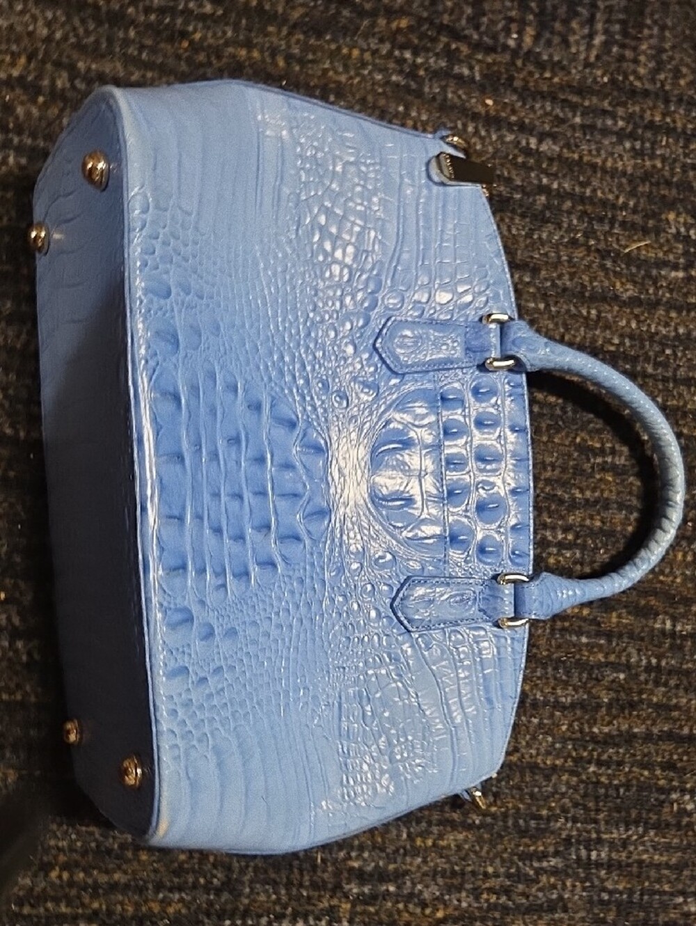 Brahmin Light Blue Croc-Embossed Top-Handle Satchel - Picture 3 of 5